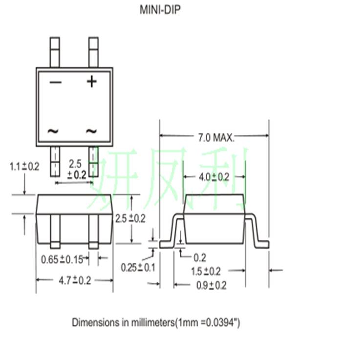 贴片整流桥堆MB6S MB10S MB6F MB10F单相玻璃钝化桥式整流器SOP-4-图2