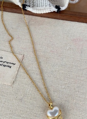 珍珠爱心魔法棒吊坠项链女可爱轻奢饰品镶钻锁骨链简约百搭颈链潮