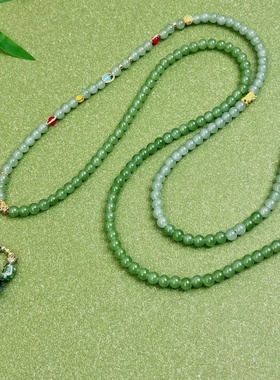 新中式绿色背背链配饰搭配马面裙国风斜挎汉服超长款古风璎