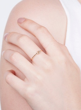 日韩简约 etsy 手工绕线编织打结黄铜镀金爱心水手结戒指