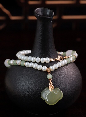 古风项链项圈软璎珞绿色同心锁汉服新中式旗袍明制马面裙百搭配饰