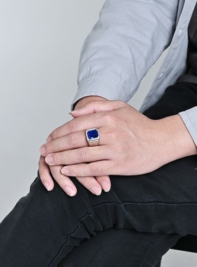 欧美轻奢不锈钢镶宝石戒指男士简约时尚钛钢镀18K金个性手饰品