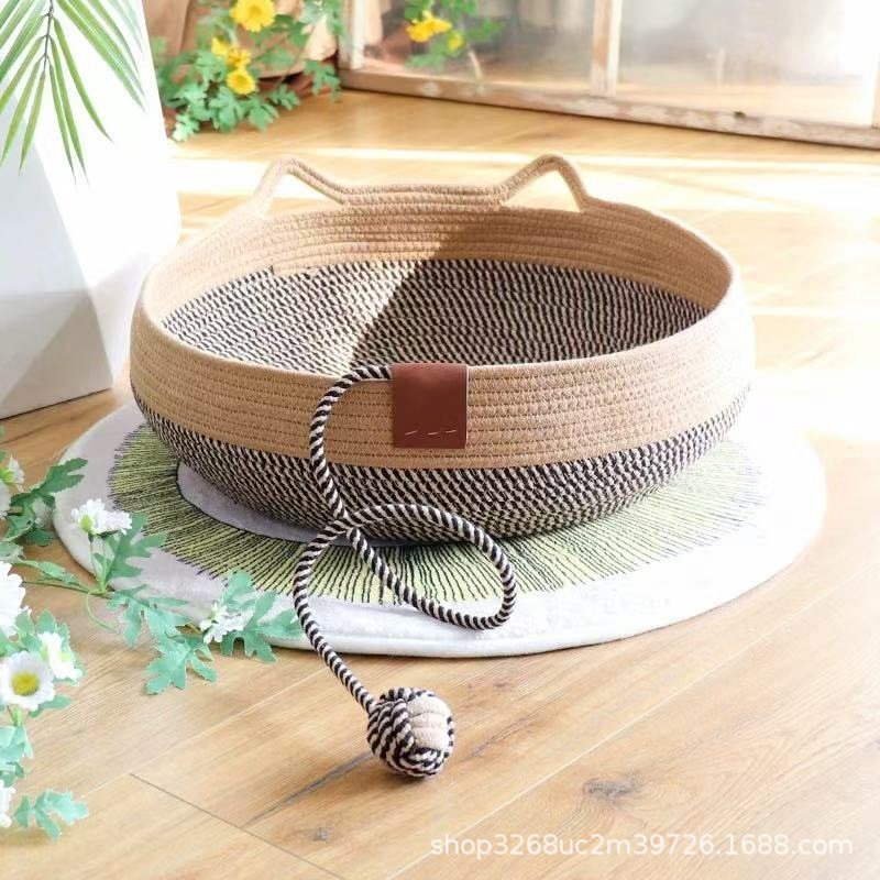 新款网红圆形猫窝四季通用可拆洗棉绳猫爪板耐磨猫咪编织宠物窝,淘宝优惠券,粉丝福利购,淘宝优惠卷