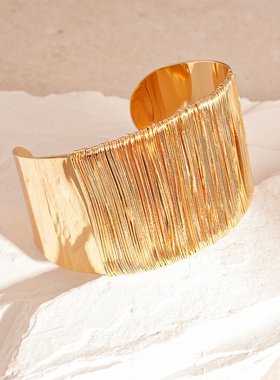 欧美夸张铁丝缠绕开口手镯简约小众设计感手环轻奢高级感百搭手饰