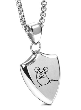 欧美简约三角形个性盾牌卡通十二生肖钛钢吊坠男个性项链