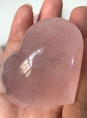 天然粉水晶桃心爱心桃花爱心摆件家居风水工艺品摆件原石打磨