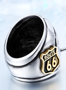 欧美 机车党66号公路摩托车骑士戒指 不锈钢男士个性指环 清货