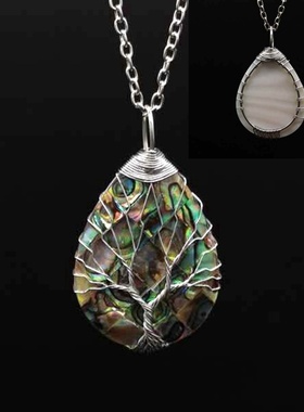 天然彩贝鲍鱼贝水滴吊坠项链 欧美饰品 女项链