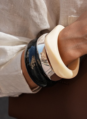 欧美不规则几何扭曲晕染树脂手镯轻奢高级感手环时尚气质手饰