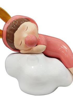 卡通网红吹泡泡女孩摆件酒店样板房客厅玻璃钢雕塑可爱公仔装饰品