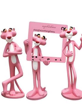 户外卡通粉红豹甜品店玻璃钢商场房地产美陈落地拍照装饰雕塑摆件