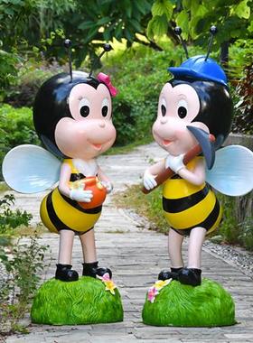 户外幼儿园卡通蜜蜂玻璃钢雕塑仿真动物摆件园林景观庭院花园装饰