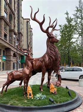 玻璃纤维雕塑定制卡通动物户外大型不锈钢雕塑公园广场铸铜人物摆