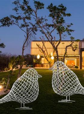 不锈钢镂空小鸟雕塑小区公园商场大门幼儿园铁艺喜鹊动物摆件装饰