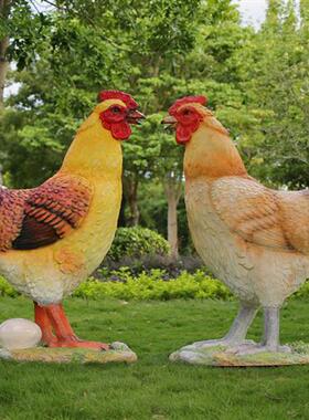 玻璃纤维母鸡模型夜光动物雕塑酒店入口庭院装饰