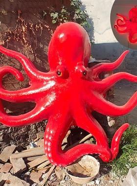 玻璃钢发光螃蟹雕塑仿真龙虾摆件章鱼海鲜餐馆商场招牌模型装饰品