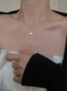 ins风小众百搭椭圆吊坠锁骨链