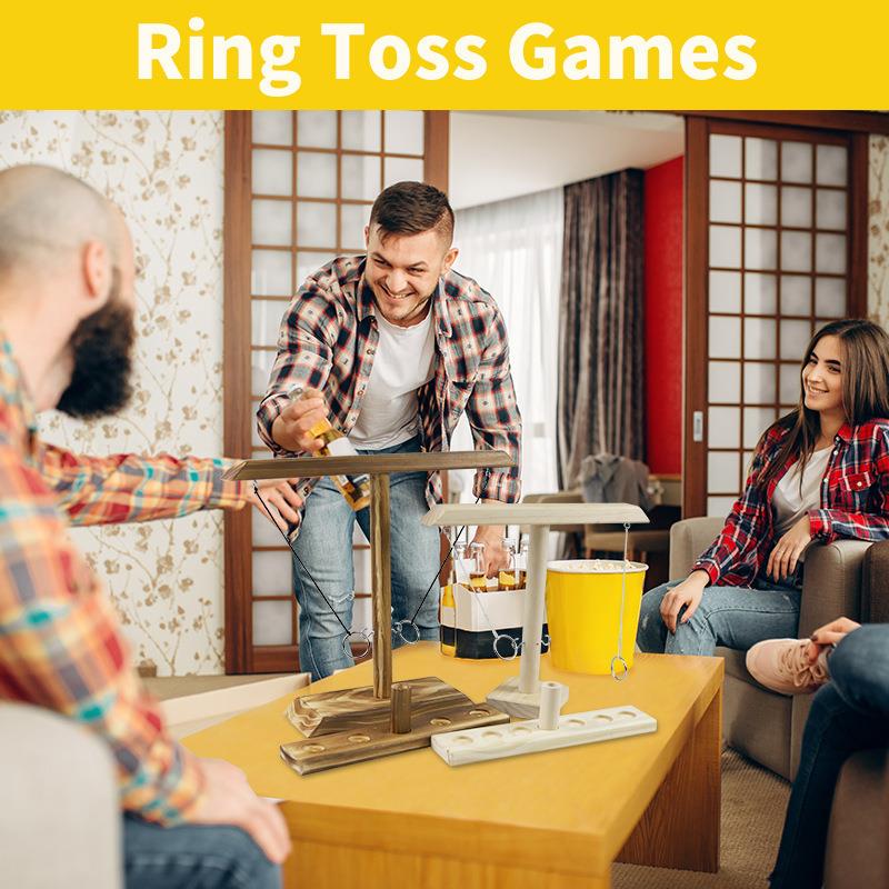 Ring toss Game亚马逊爆款投环挂钩游戏双人桌游木制质抛环玩具 - 图0