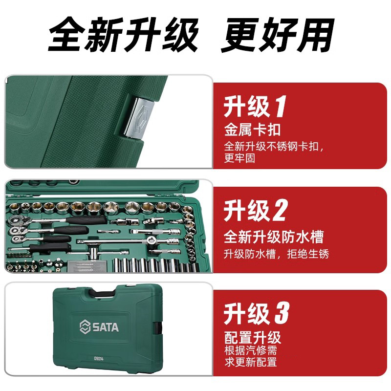 世达128件套汽修工具套装修车套筒棘轮扳手工具箱09014A-09014G - 图0