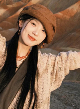 小众亚麻贝雷帽子女夏季薄款