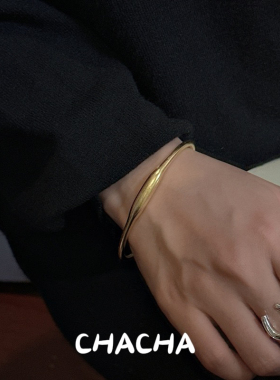 茶茶 S925纯银韩版哑光松本惠奈同款手环韩系博主INS时尚质感手镯