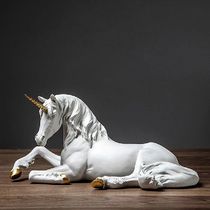 Nordic Resin white Unicorn Horses Sculpture Modern Art Figuri