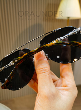 2025时尚新款蛤蟆墨镜复古素颜百搭男女太阳镜防紫外线眼镜架潮