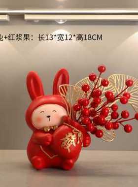 2023兔年北欧挂钥匙葫芦木架收纳进门口玄关客厅装饰鞋柜上的摆件