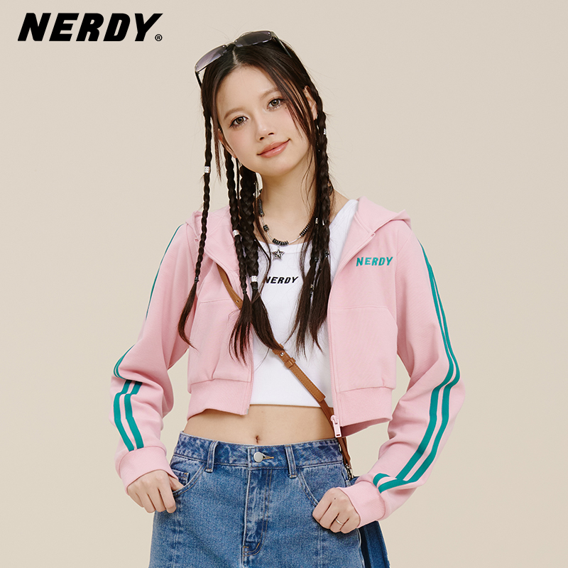 NERDY2023春季新款NY双杠系列连帽运动卫衣套装女宽松休闲套装潮