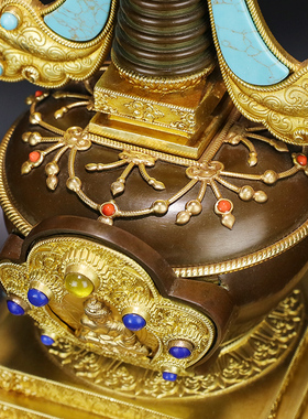 慧宝黄铜供佛装藏藏式精雕菩提塔