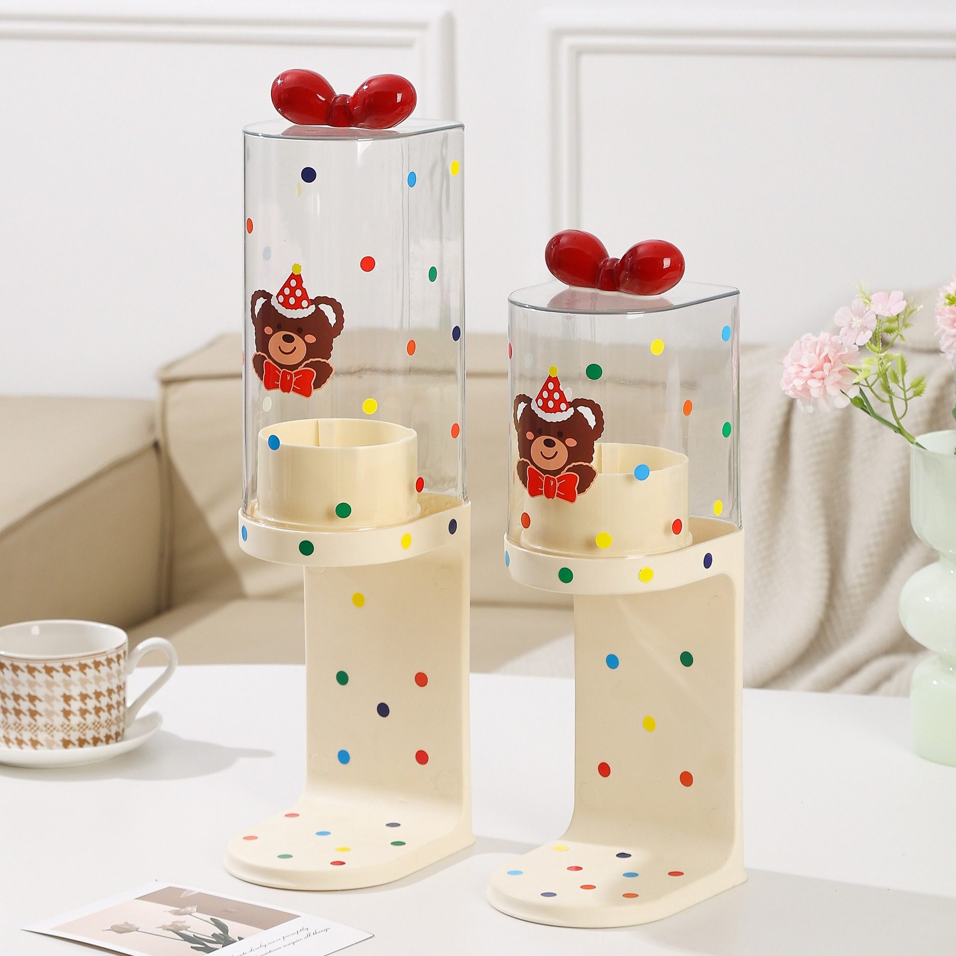 可爱多巴胺蝴蝶结台式取杯器桌面一次性水杯纸杯杯架高颜值家用,淘宝优惠券,粉丝福利购,淘宝优惠卷