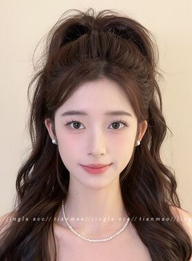 显发量黑色高女蝴蝶结固定后脑勺