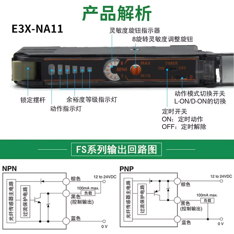 欧姆龙光纤放大器E3X-NA11-ZD11-HD10-NA41-ZD41-DA11-S-DA21 A11 - 图0