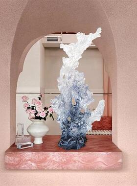 抽象太湖石摆件透明树脂雕塑艺术品酒店别墅家居入户玄关门厅装饰