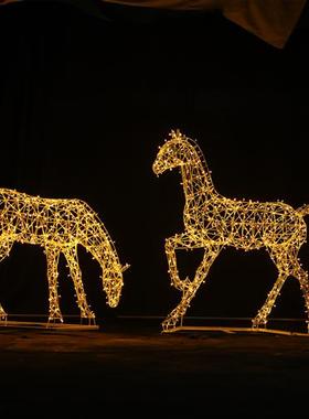 不锈钢镂空马雕塑户外广场公园林草坪景观售楼处装饰铁艺动物摆件