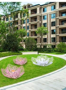 户外大型铁艺不锈钢镂空花朵雕塑园林广场草坪景观蒲公英装饰摆件