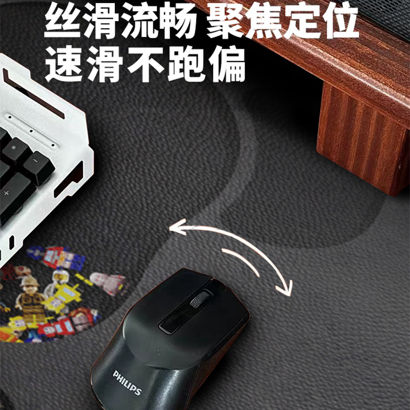 皮革一擦即净鼠标垫可爱文字上班党必备防水防油大号电脑桌键盘垫 - 图2