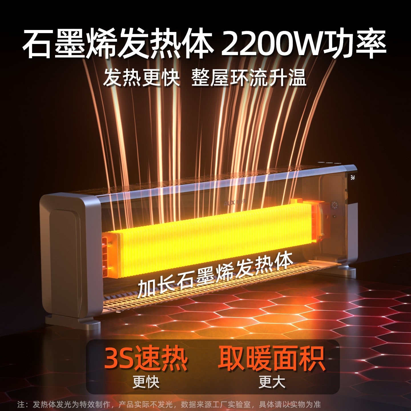 奥克斯石墨烯踢脚线取暖器家用暖暖气器烤火炉速热晾衣浴室风机电,淘宝优惠券,粉丝福利购,淘宝优惠卷