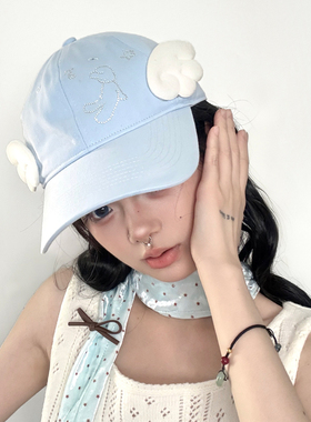 原创甜美水系天使翅膀棒球帽女