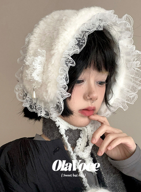 日系软萌少女蕾丝边保暖耳套