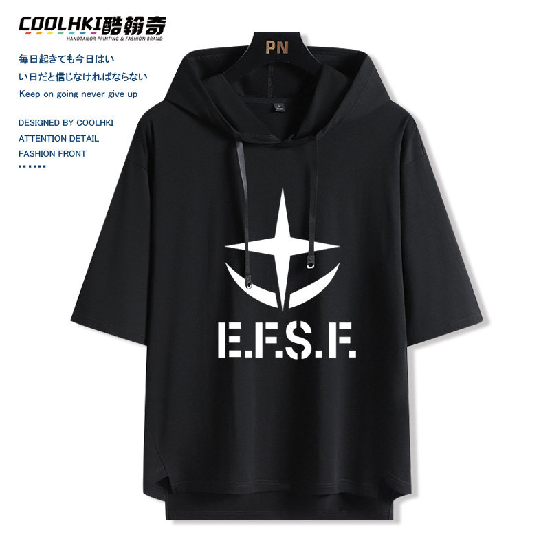 动漫动战士高达天人组织吉恩机00周边连帽短袖t恤男五分袖衣服夏