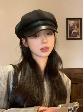 贝雷帽网红八角帽女毛呢ins秋冬