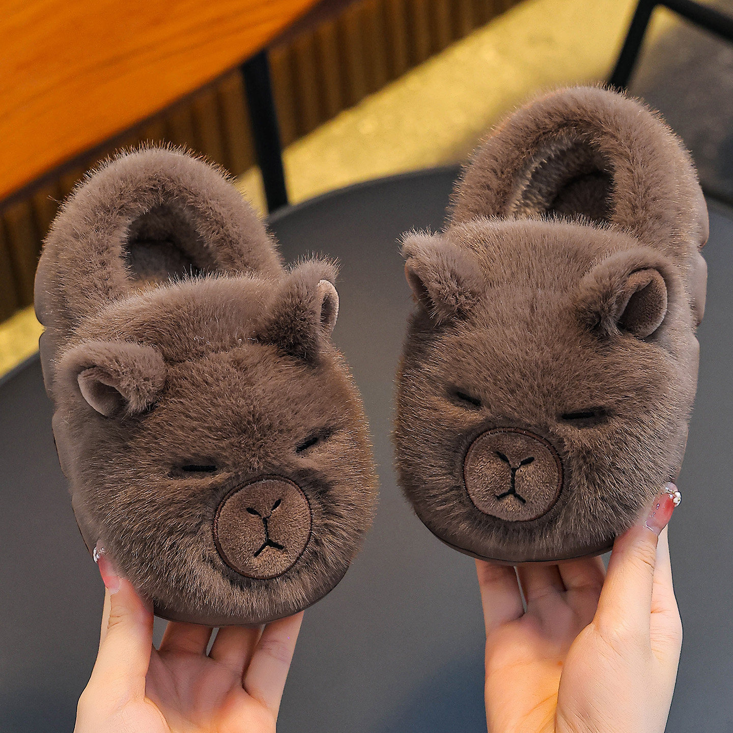 卡皮巴拉儿童棉拖鞋男童冬季包跟室内家居毛绒保暖女宝宝棉鞋男孩,淘宝优惠券,粉丝福利购,淘宝优惠卷