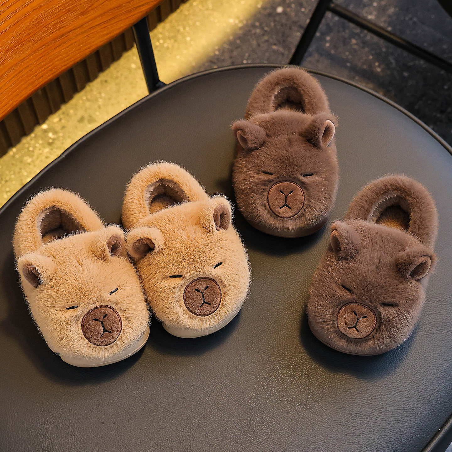 卡皮巴拉儿童棉拖鞋男童冬季包跟室内家居毛绒保暖女宝宝棉鞋男孩,淘宝优惠券,粉丝福利购,淘宝优惠卷