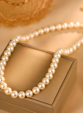 潞依正圆珍珠项链耳环女轻奢高级