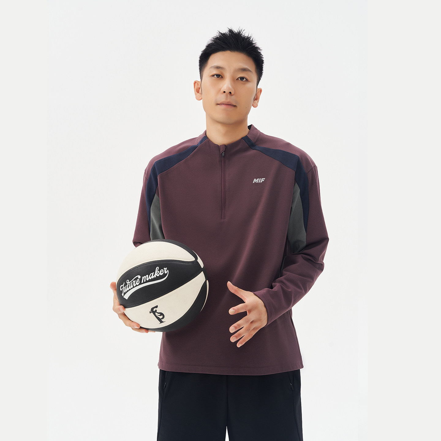 FUTURE MAKER 云感纹抑菌速干分割撞色半拉链针织休闲运动长袖T恤,淘宝优惠券,粉丝福利购,淘宝优惠卷