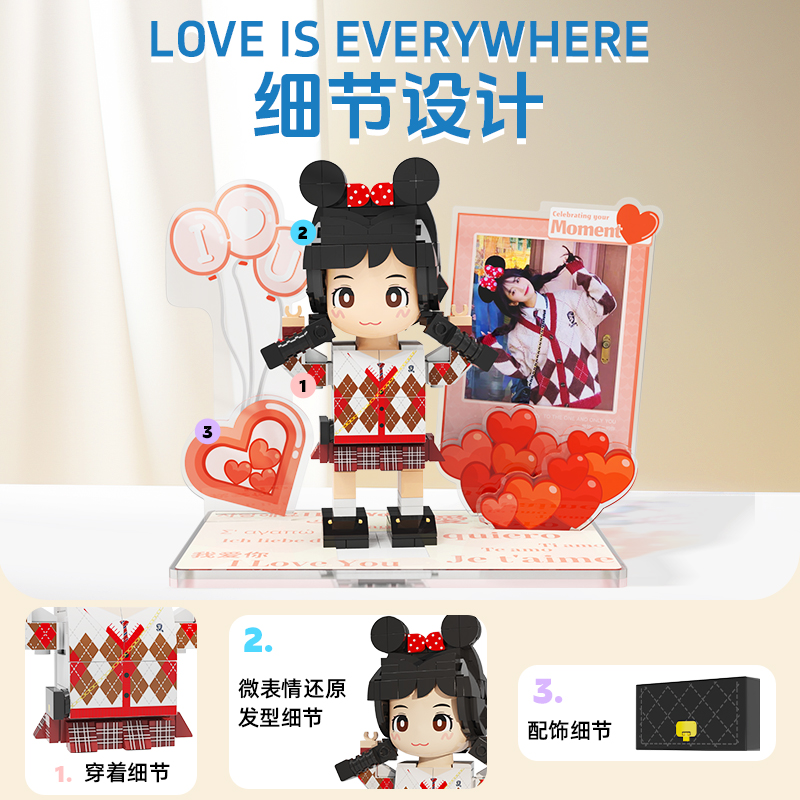 方仔照相馆照片定制积木人像手办玩偶情侣礼物浪漫摆件生日礼物女
