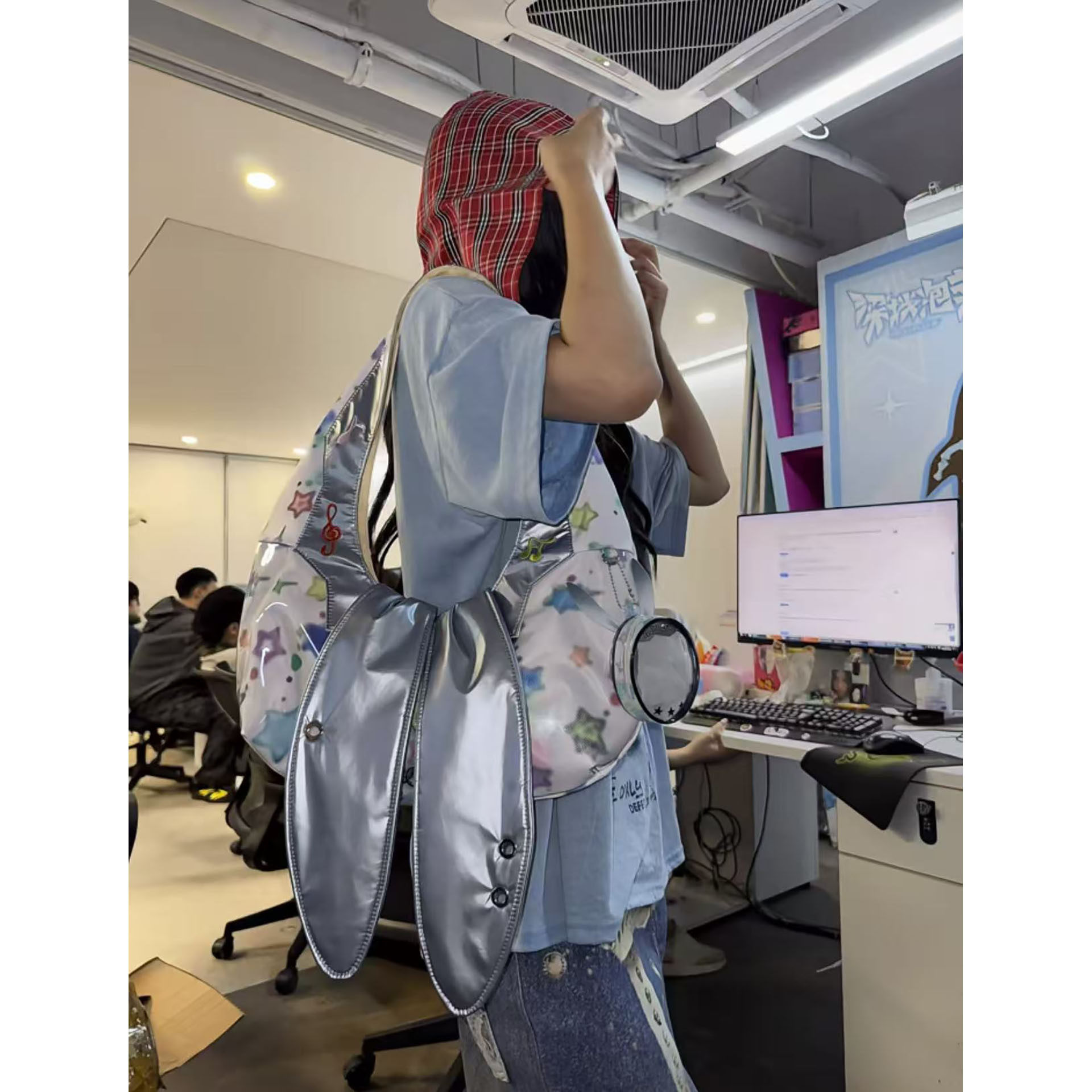 兔耳朵腋下包星星印花大容量托特包月牙包高颜值网红通勤单肩包,淘宝优惠券,粉丝福利购,淘宝优惠卷