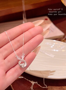 EmoPluto「白桃炖奶」清冷感碎银子项链小众元宝银色锁骨链夏季
