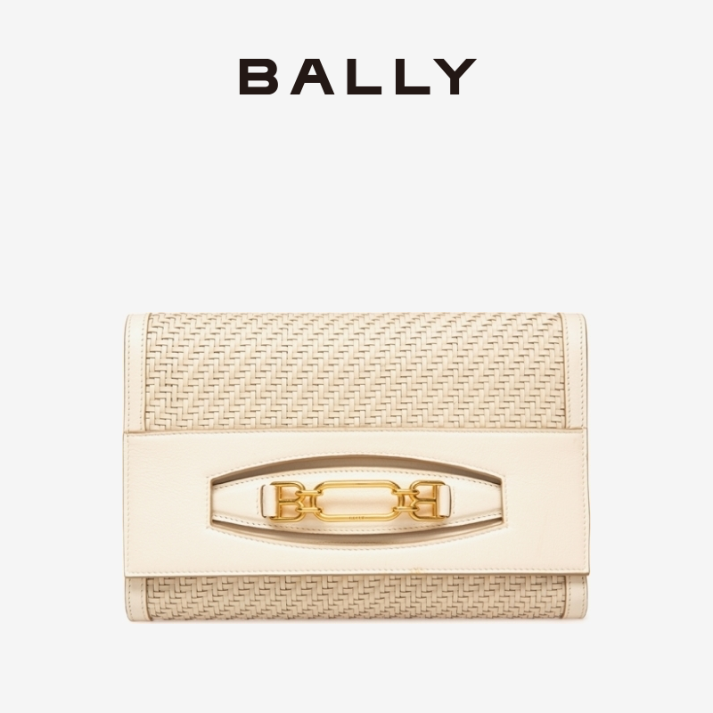 【官方正品】BALLY/巴利女士奶白色皮革手拿包6236836 - 图0